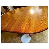 Solid Oak Claw Foot Pedestal Table with Leaf and 5 Chairs