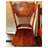 Solid Oak Claw Foot Pedestal Table with Leaf and 5 Chairs