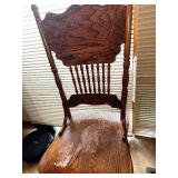 Solid Oak Claw Foot Pedestal Table with Leaf and 5 Chairs