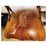 Solid Oak Claw Foot Pedestal Table with Leaf and 5 Chairs