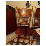 Solid Oak Claw Foot Pedestal Table with Leaf and 5 Chairs