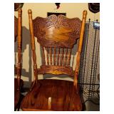 Solid Oak Claw Foot Pedestal Table with Leaf and 5 Chairs