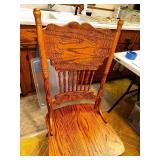 Solid Oak Claw Foot Pedestal Table with Leaf and 5 Chairs