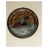Set of Three Decorative Brass Painted Plates, All Bird-Themed Measuring 1/4 Inch Diameter.