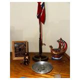 Norwegian Flag and Desktop Flagpole, Viking Ship and Other Decorative Items as Seen in Photo.