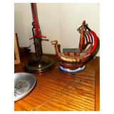 Norwegian Flag and Desktop Flagpole, Viking Ship and Other Decorative Items as Seen in Photo.