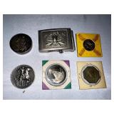 Commemorative Coins and Buckles.