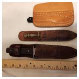 Three Antique Knives with Leather Sheaths