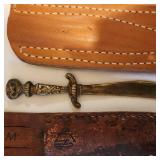 Three Antique Knives with Leather Sheaths