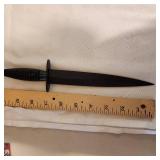 IXL Wostenholm 180BLS Commando Dagger Fixed Black Finish Stainless Steel Blade Knife with Grooved Black Cast Metal Handle
