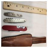 Rare Vintage "I Cut My Mar" William Rodgers Small Fixed Blade Along With 3 antique Pocket Knives