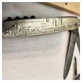 Rare Vintage "I Cut My Mar" William Rodgers Small Fixed Blade Along With 3 antique Pocket Knives