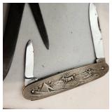 Rare Vintage "I Cut My Mar" William Rodgers Small Fixed Blade Along With 3 antique Pocket Knives