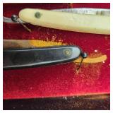 Six Vintage Straight Razors in Box Frame