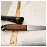 J. Martiini "Eagle Knife" in Original Sheath 4.33" Stainless Blade Curly Birch handel Est Value$210.00