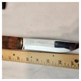 J. Martiini "Eagle Knife" in Original Sheath 4.33" Stainless Blade Curly Birch handel Est Value$210.00