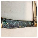 Vintage Staure Pocket Knife with 2 Small Push Blades With Thumb Release Neck Scabbords.