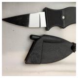 Vintage Staure Pocket Knife with 2 Small Push Blades With Thumb Release Neck Scabbords.