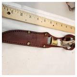 Vintage Marbles Damascus Blade Hunting Knife with Leather Sheath