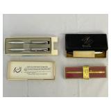 Variety of Antique Pens and Mechanical Pencils. Linden Fountain Pen and Pencil. Garland Pen and Pencil. Diamond Scribing Pencil for Metal, Ceramics, and Glass.
