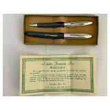 Variety of Antique Pens and Mechanical Pencils. Linden Fountain Pen and Pencil. Garland Pen and Pencil. Diamond Scribing Pencil for Metal, Ceramics, and Glass.