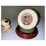 Antique porcelain plate with stand wind up toy and ring