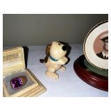 Antique porcelain plate with stand wind up toy and ring