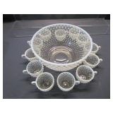 Punch Bowl & 12 Cups, Ladle, Fenton