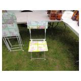 Set of 4 Floral Metal Folding Chairs