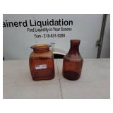 Vintage Amber Glass Bottle and Jar Lot