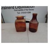 Vintage Amber Glass Bottle and Jar Lot