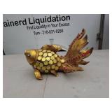Decorative Gold Fish Tabletop Sculpture with Jewel Accents