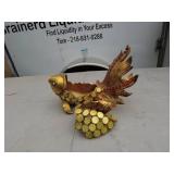 Decorative Gold Fish Tabletop Sculpture with Jewel Accents