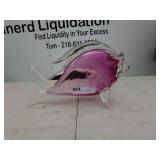 Pink and Clear Glass Fish Figurine