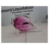 Pink and Clear Glass Fish Figurine