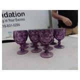 Vintage Purple Glass Drinkware Set with Serving Plate