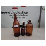 Vintage Amber Bottle Collection - Set of 3