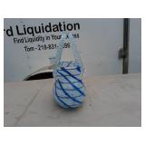 Blue and White Swirl Handblown Glass Basket