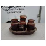 Set of Vintage Amber Glass Bottles
