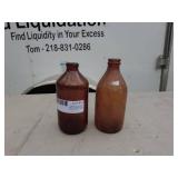 Lot of 2 Vintage Amber Glass Bottles