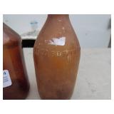 Lot of 2 Vintage Amber Glass Bottles