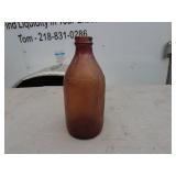 Lot of 2 Vintage Amber Glass Bottles