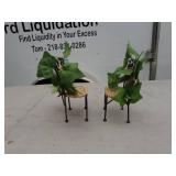 Vintage Wicker Miniature Chairs with Artificial Ivy Decoration - Set of 2