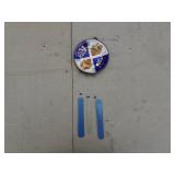 Decorative Wind Chime with Painted Circular Plate and Glass Panels
