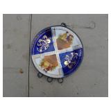Decorative Wind Chime with Painted Circular Plate and Glass Panels