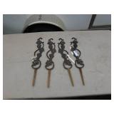 Vintage Cast Iron Fence Stakes with Grape Design - Set of 4