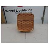 Vintage Woven Wooden Picnic Basket with Leather Straps