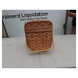 Vintage Woven Wooden Picnic Basket with Leather Straps