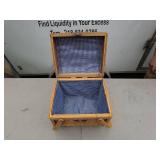 Vintage Woven Wooden Picnic Basket with Leather Straps