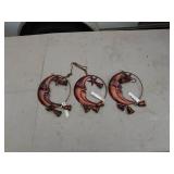 Set of 3 Decorative Moon and Star Hanging Ornaments with Bells